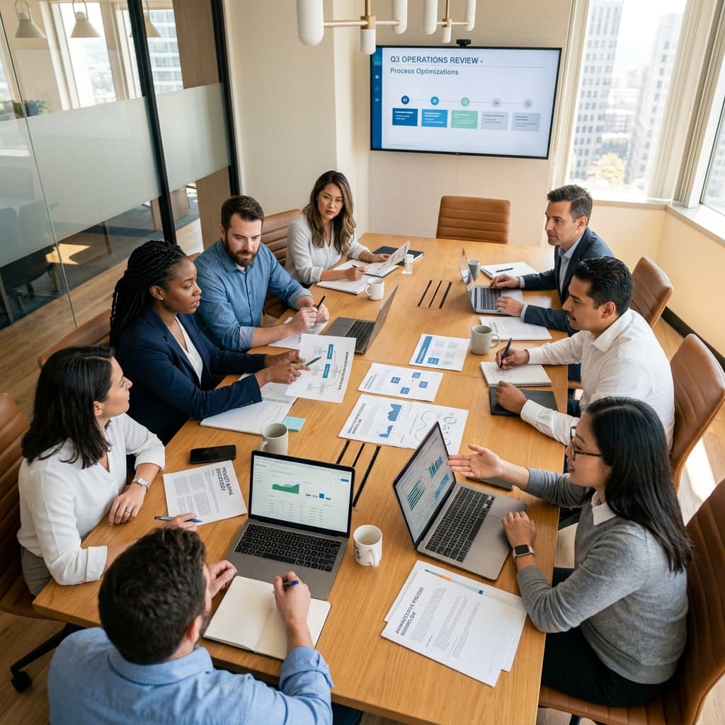 Equipo de Ingenium BPO colaborando en una reunión de trabajo